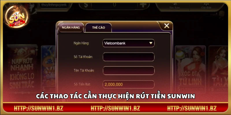 Cách tiến hành rút tiền từ Sun win từng bước